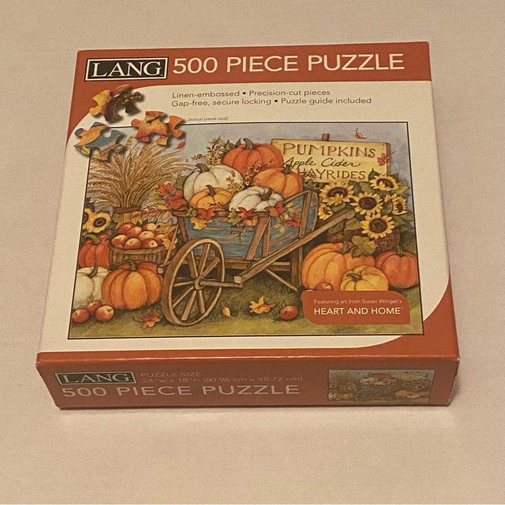 Lang 500 Piece Puzzle Susan Winget Heart & Home Pumpkins Wheelbarrow